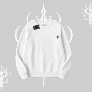 Beyaz Biskilet Yaka Sweatshirt Özel logolu