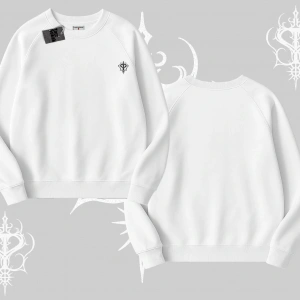 Beyaz Biskilet Yaka Sweatshirt Özel logolu