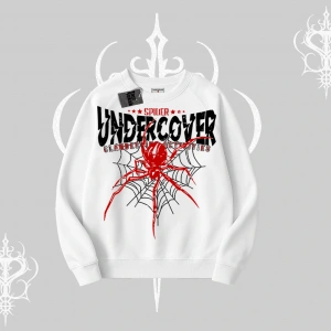 Beyaz Biskilet Yaka Sweatshirt Spider Undercover