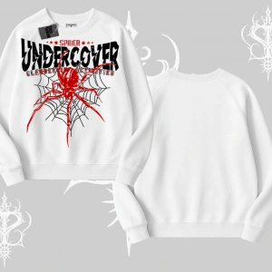 Beyaz Biskilet Yaka Sweatshirt Spider Undercover