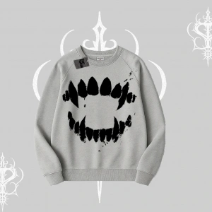 Beyaz Biskilet Yaka Sweatshirt Vampir Dış