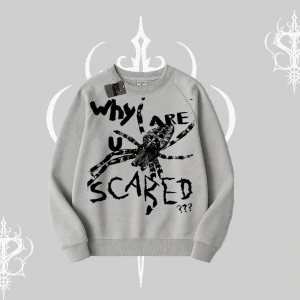Beyaz Biskilet Yaka Sweatshirt Why are u Scared