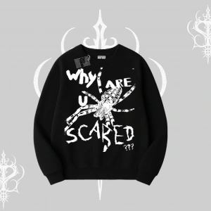 Beyaz Biskilet Yaka Sweatshirt Why are u Scared