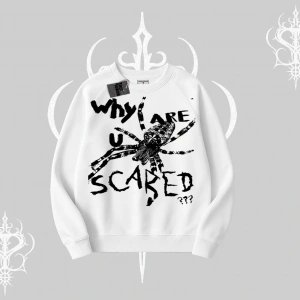 Beyaz Biskilet Yaka Sweatshirt Why are u Scared