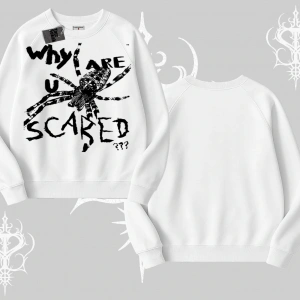 Beyaz Biskilet Yaka Sweatshirt Why are u Scared