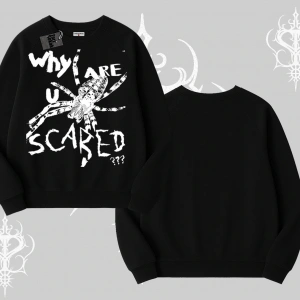 Beyaz Biskilet Yaka Sweatshirt Why are u Scared