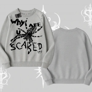 Beyaz Biskilet Yaka Sweatshirt Why are u Scared