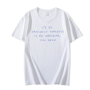 Beyaz Bu çok inanılmaz muhteşem ukrayna yaz vatanseverlik butik damla kollu serin Tee