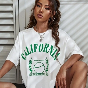 Beyaz Calıfornia Baskılı Oversize