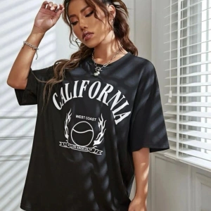 Beyaz Calıfornia Baskılı Oversize