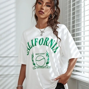 Beyaz Calıfornia Baskılı Oversize