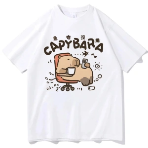Beyaz Capybara En Tees Punk Klasik Pop Kültürü Hip Hop Grafik Estetik Vintage Y2k Este
