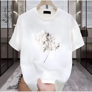 Beyaz Çiçek Baskılı Beyaz Erkek