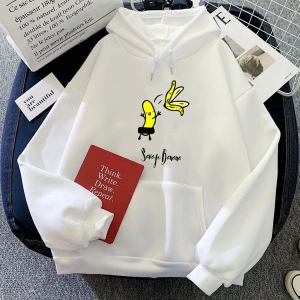 Beyaz Çıplak muz eğlenceliAnime Hoodies yuvarlak boyunlar Trendy yüksek sok