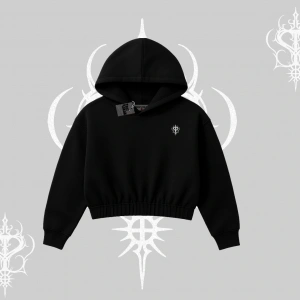 Beyaz Crop Kapşonlu Sweatshirt Özel logolu