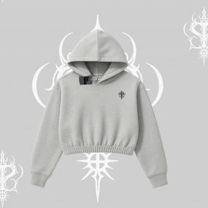 Beyaz Crop Kapşonlu Sweatshirt Özel logolu