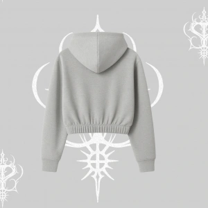 Beyaz Crop Kapşonlu Sweatshirt Özel logolu