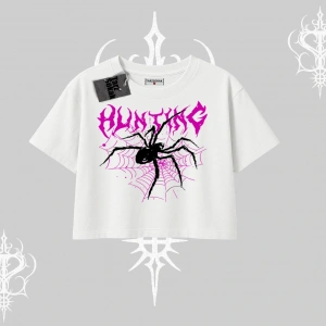 Beyaz Crop Tişört Autumn Spider