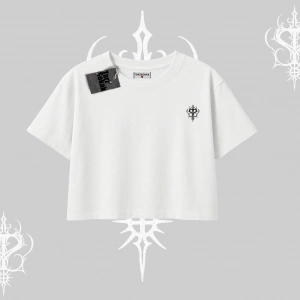 Beyaz Crop Tişört Özel logolu