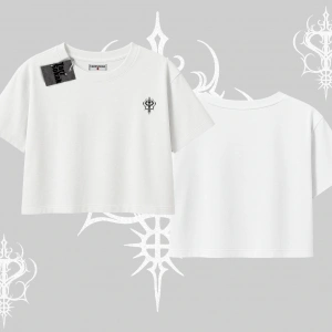Beyaz Crop Tişört Özel logolu