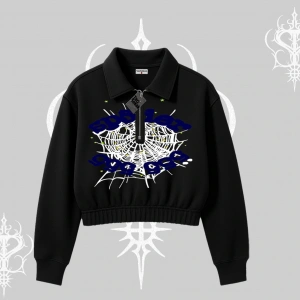 Beyaz Crop Yarım Fermuarlı Sweatshirt Sp55der