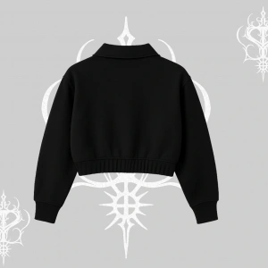 Beyaz Crop Yarım Fermuarlı Sweatshirt Sp55der