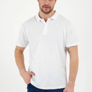 Beyaz Dar/slim Fitt Polo Yaka Tshirt.