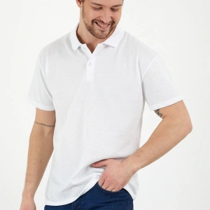 Beyaz Dar/slim Fitt Polo Yaka Tshirt.