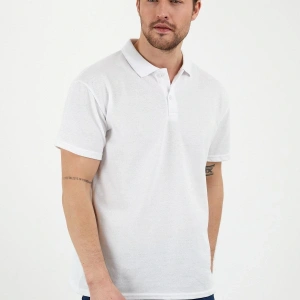 Beyaz Dar/slim Fitt Polo Yaka Tshirt.