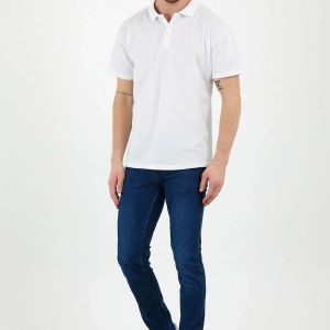 Beyaz Dar/slim Fitt Polo Yaka Tshirt.