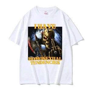 Beyaz Eşcinsel Eğilimler Komik Sert İskelet Meme Harajuku Serin Vintage T