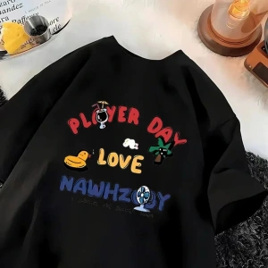 Beyaz Evrensel Karikatür Baskı Gevşek günlük Yaz Basit k T