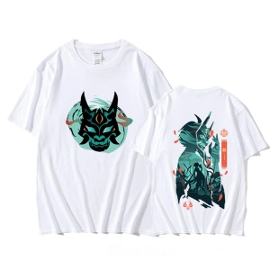 Beyaz Genshin Impact Xiao Serin Baskılar Hip Hop Siyah Streetweed PunkTees
