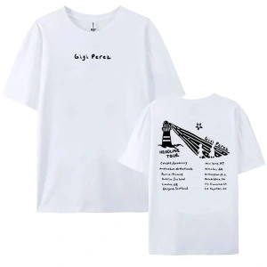 Beyaz Gigi Perez Deniz Feneri Turu Siyah Plajda, Her Hayatta, YENI Tshirt S