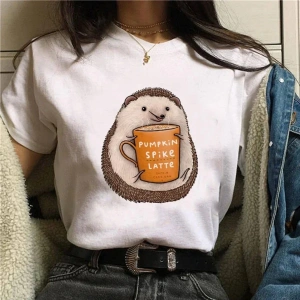 Beyaz Gine domuzu yaz eğlenceli baskı Harajuku üstleri ayanlar temelk