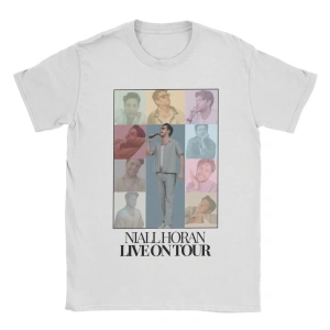 Beyaz Harry ve Niall Horan Aşk Tur ler lar için Çılgın Yuvarlak Boyun Tee