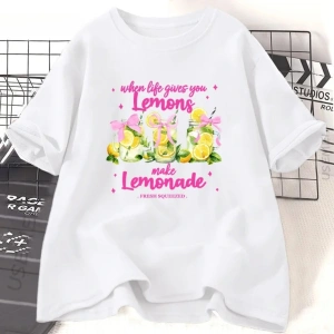 Beyaz Hayat Size Limon Verdiğinde Baskılı Komik Limonata Yap Vintage Yuvar