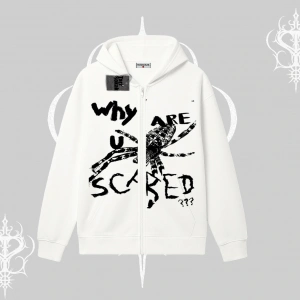 Beyaz Hırka Sweatshirt Why are u Scared