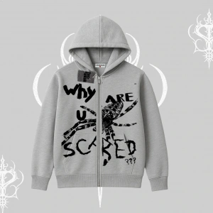 Beyaz Hırka Sweatshirt Why are u Scared