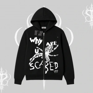 Beyaz Hırka Sweatshirt Why are u Scared