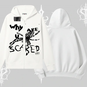 Beyaz Hırka Sweatshirt Why are u Scared