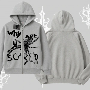Beyaz Hırka Sweatshirt Why are u Scared