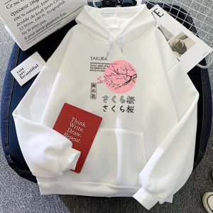 Beyaz Japon Çiçeği Sakura Grafik uKarikatür Bask