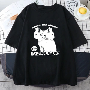 Beyaz Japon Kanji Kedi /Erkek sevimli Streetwear Kawaii Grafik Ba