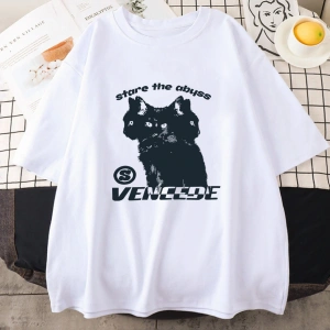 Beyaz Japon Kanji Kedi /Erkek sevimli Streetwear Kawaii Grafik Ba