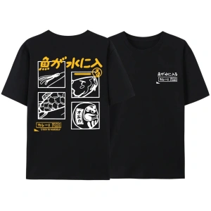 Beyaz Japon Retro Balık Gevşek BF Tarzı Çift Öğrenci Yarım kollu Üst