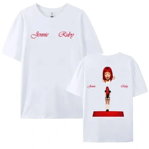 Beyaz Jennie Ruby 1st Studio Albümü Ürün Tshirt Kim Mantra Jennie li Gev
