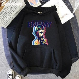 Beyaz Jinx Arcane Hoodie DÜŞMAN Serin Grafik Sudaderas S