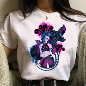 Beyaz Jinx Arcane Maymun Anime Cosplay Tees Unisex Grunge Estetik Ka