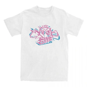 Beyaz Jinx Arcane Monkey Unisex Streetwear Grunge Aesthetic Short Sleeve Cotton T